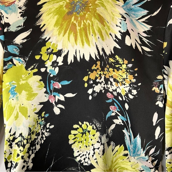 Zara Black Floral Printed Gathered Long Sleeve Mini Dress 7969/257/330 - Picture 4 of 11